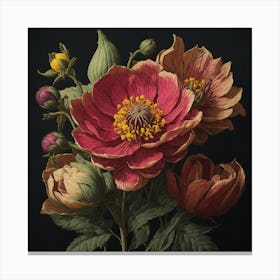 Leonardo Diffusion Indian Wildflower Vintage Botanical 2 Canvas Print