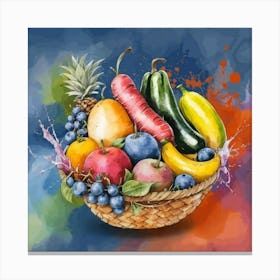 A basket full of fresh and delicious fruits and vegetables 1 Canvas Print