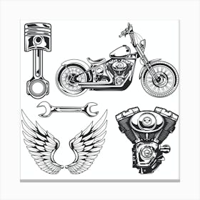 Motorcycle Emblems Set Canvas Print