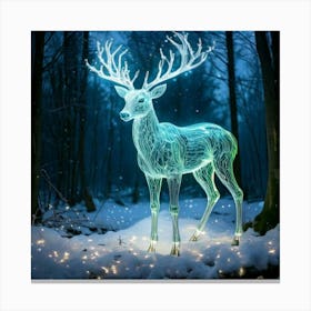 Firefly Firefly, Robotic, Whimsical, Teal, Deer, Ceramic, Metal, Robot, Body, Features, Ice, Forest, (3) Canvas Print