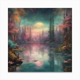 Moonlight In The Forest Canvas Print