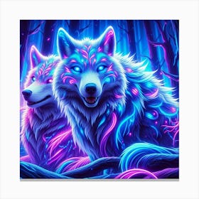 Cosmic Electric Wolves 2 Canvas Print