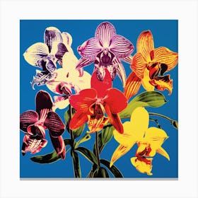 Andy Warhol Style Pop Art Flowers Monkey Orchid 1 Square Canvas Print
