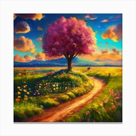 Tree In The Meadow Canvas Print