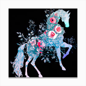 Floral Horse Silhouette (1) Canvas Print