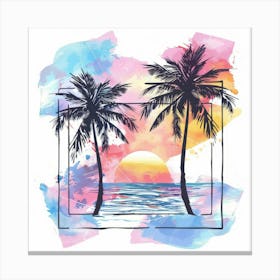 Sunset With Palm Trees 3 Canvas Print