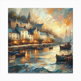 Golden Harbour At Sunset Canvas Print