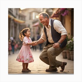 Old Man And Little Girl Canvas Print