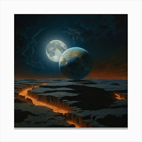 Earth And Moon Canvas Print