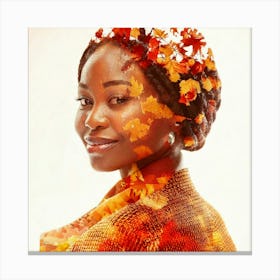 Firefly Elegant Black Woman In Autumnal Double Exposure Collage 33935 Canvas Print