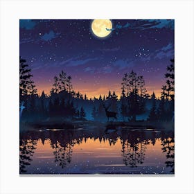 Leonardo Anime Xl A Serene And Mystical Night Landscape Featur 0 (1) Canvas Print