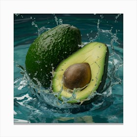 Avocado Splashing Water Canvas Print