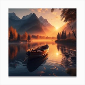 Boat In The Lake Canvas Print