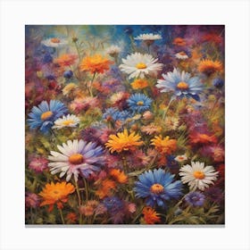 Chamomiles and Cornflowers meadow Canvas Print