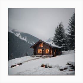 Cabin In The Snow 2 Canvas Print