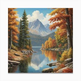 Autumn Lake Art Print 3 Canvas Print