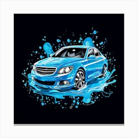 Logo Vector Car Wash Clean Soap Bubbles Water Splash Detailing Automotive Foam Service Canvas Print