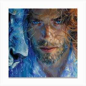 Lion And Man Canvas Print