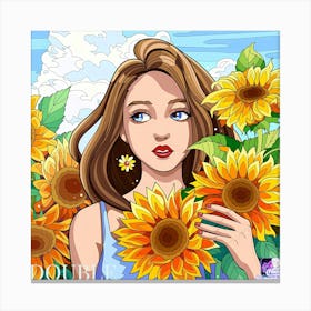 Double Sunflowers Canvas Print