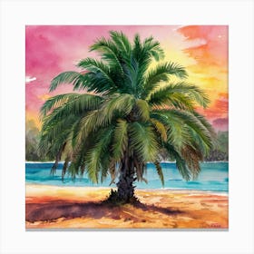 Palm Tree At Sunset 1 Canvas Print