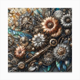 Steampunk Flowers 1 Canvas Print