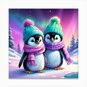 Penguins In Winter Canvas Print