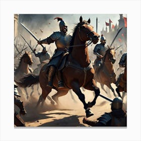 Knights On Horseback 1 Canvas Print