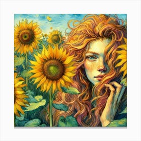 Sunflower Girl 2 Canvas Print