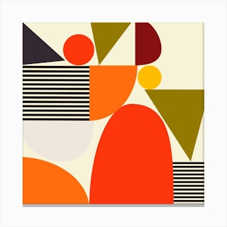 Mid Century Bauhaus 2 Square Canvas Print