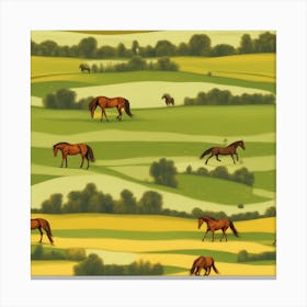 Seamless Pattern With Horses Canvas Print