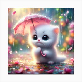 Cute Kitten In The Rain 4 Canvas Print