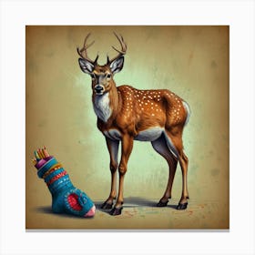 Deer With Socks Canvas Print