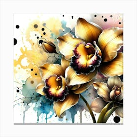 Orchids In Watercolor 1 Canvas Print