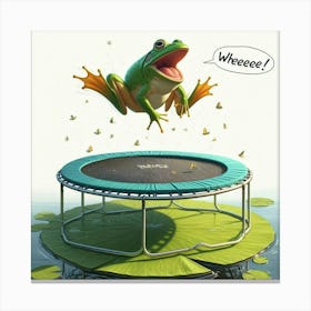 Frog Jumping On Trampoline Canvas Print