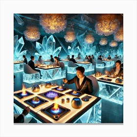 A Futuristic Sci Fi Restaurant Showcasing Interact Canvas Print