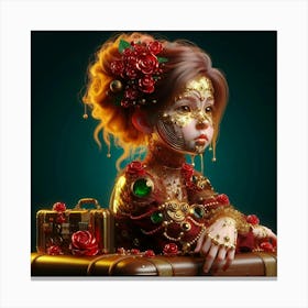 Little Girl In A Suitcase Canvas Print