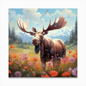 Moose In The Meadow Canvas Print