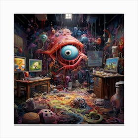 Monster In A Room Canvas Print