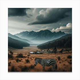 Zebra In The Grass 3 Canvas Print