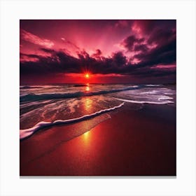 Sunset On The Beach 1076 Canvas Print