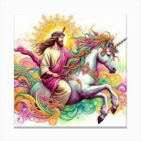 Jesus On A Unicorn Canvas Print