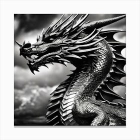 Black And White Dragon 1 Canvas Print