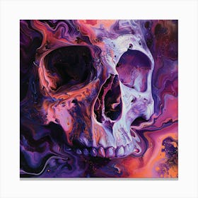 Skull In Purple And Orange Canvas Print