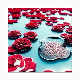 Red Roses On Water Canvas Print