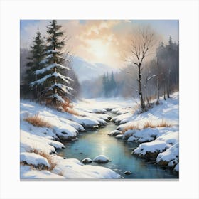 Winter Landscape Painting Art Print 2 Canvas Print