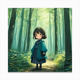 Little Girl In The Forest Canvas Print