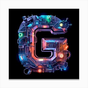 Letter G made of glowing circuits Canvas Print