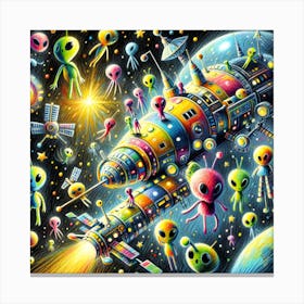 Super Kids Creativity: Aliens having a spacewalk Canvas Print