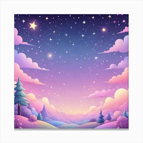 Sky With Twinkling Stars In Pastel Colors Square Composition 83 Canvas Print