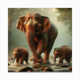 Elephants In The Forest 1 Canvas Print